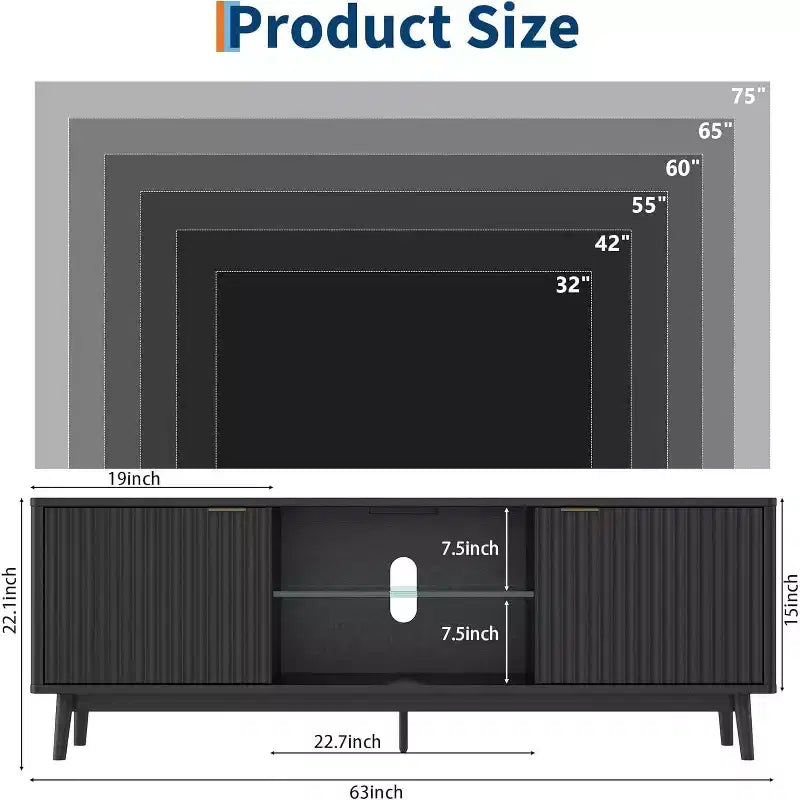 Wave 2-Door TV Stand, Living Room, Storage Cabinet, Entertainment Center, Living Room Furniture