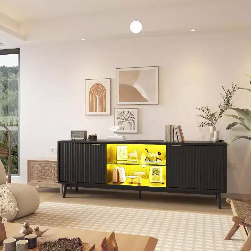 Wave 2-Door TV Stand, Living Room, Storage Cabinet, Entertainment Center, Living Room Furniture
