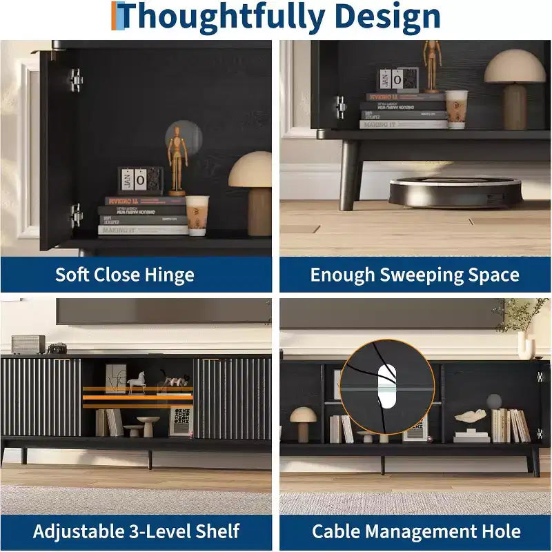 Wave 2-Door TV Stand, Living Room, Storage Cabinet, Entertainment Center, Living Room Furniture