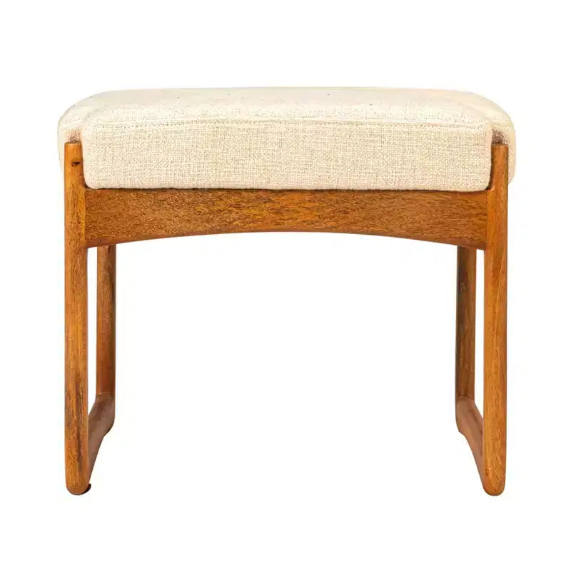 Storied Home Mango Wood and Boucle Stool, Natural