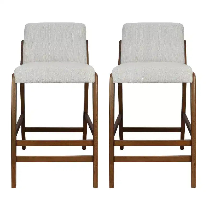Christopher Knight Home Wendy Mid-Century Modern Rubberwood Upholstered Bar Stools (Set of 2)