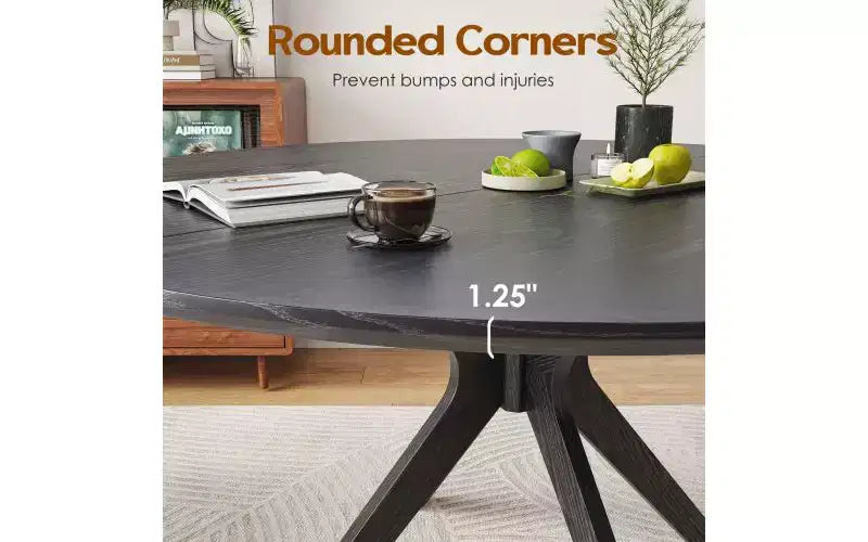 TUYOHW 47 Round Dining Table with Intersecting Base & Anti-slip Feet,Solid Wood Kitchen Table for 4-6,Circle Dining Room Table for Living Room