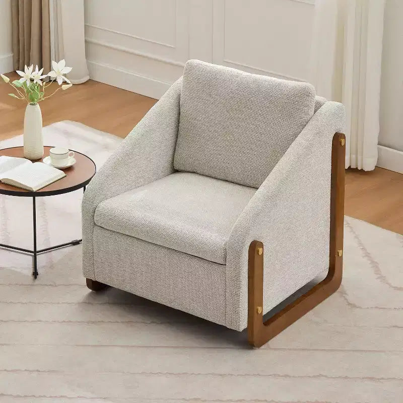 TUYOHW Modern Accent Chair with Chenille Cushioned Seat & Backrest Single Sofa with Wooden Side Frame Accent Chairs for Living Room, Bedroom