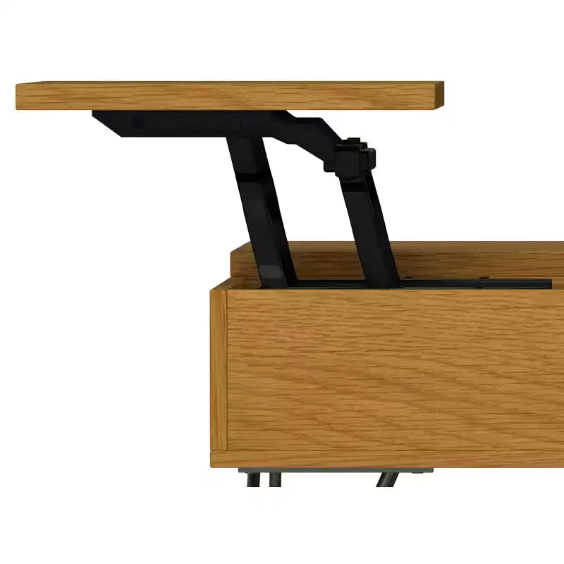 Moreno 32 inch Wide Square Industrial Lift Top Coffee Table in Oak