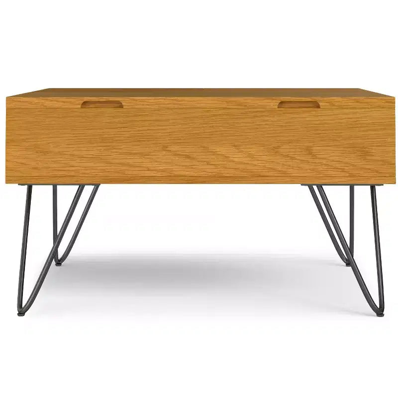 Moreno 32 inch Wide Square Industrial Lift Top Coffee Table in Oak