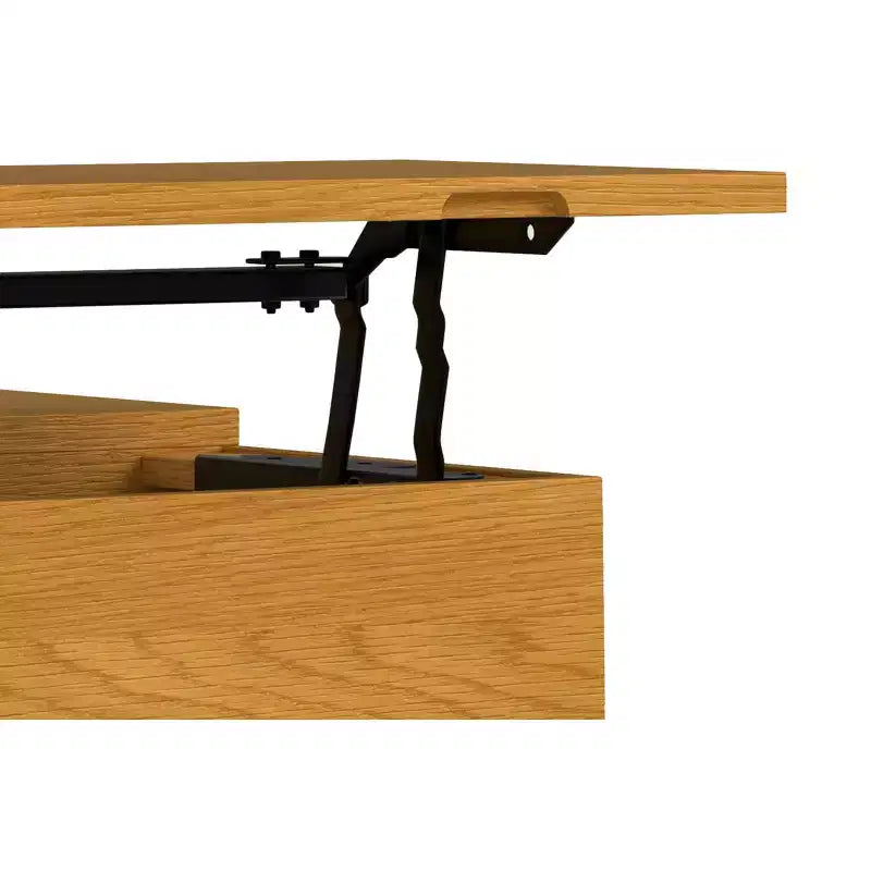 Moreno 32 inch Wide Square Industrial Lift Top Coffee Table in Oak