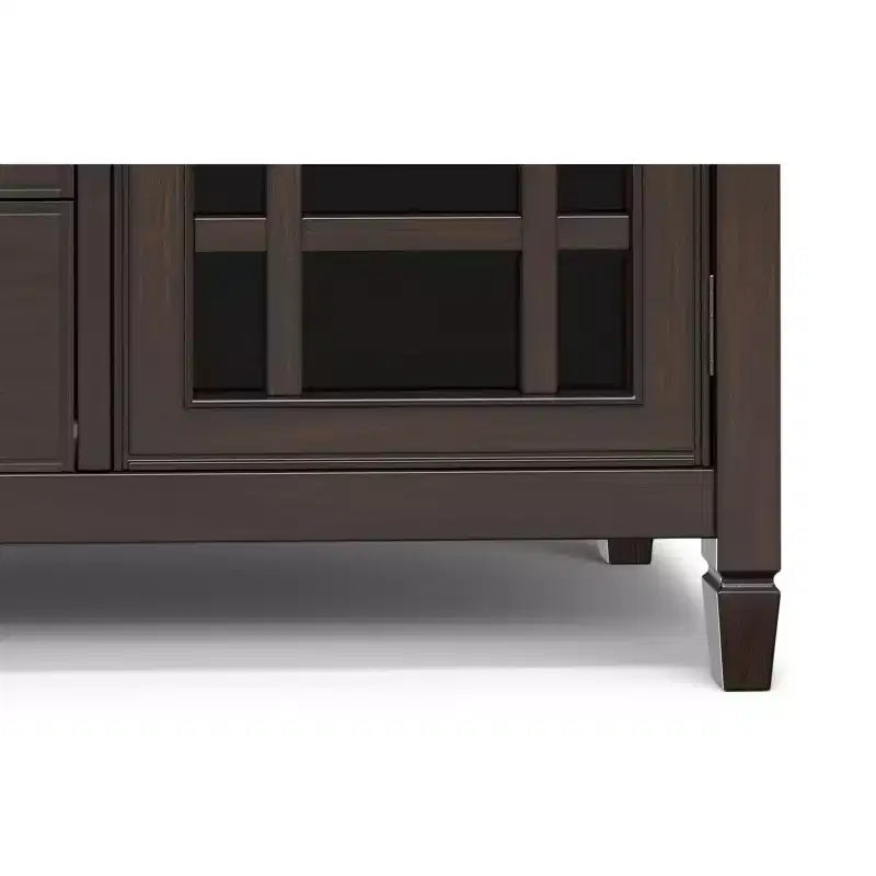Hampshire 53 inch Wide Solid Wood Traditional Tall TV Stand in Dark Chestnut Brown For TVs up to 60 inches