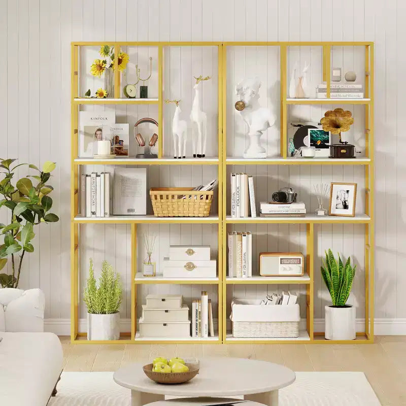 Costway 71'' 5 Tier Tall Bookshelf w/Open Storage Shelves Metal Frame for Bedroom Office