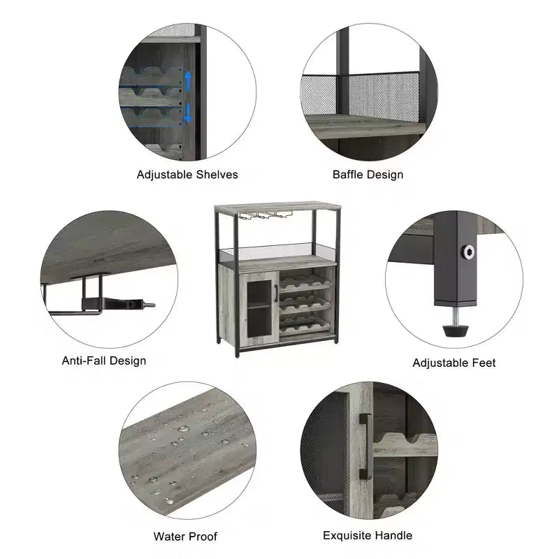 Meuble à vin, meuble de rangement réglable et démontable pour la cuisine et le salon