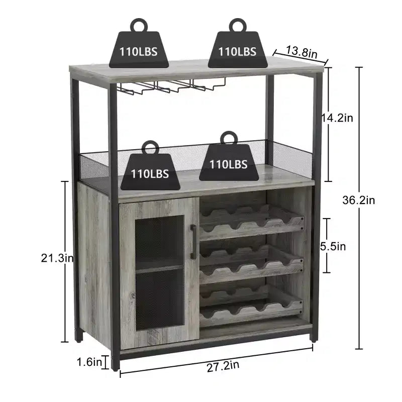 Meuble à vin, meuble de rangement réglable et démontable pour la cuisine et le salon