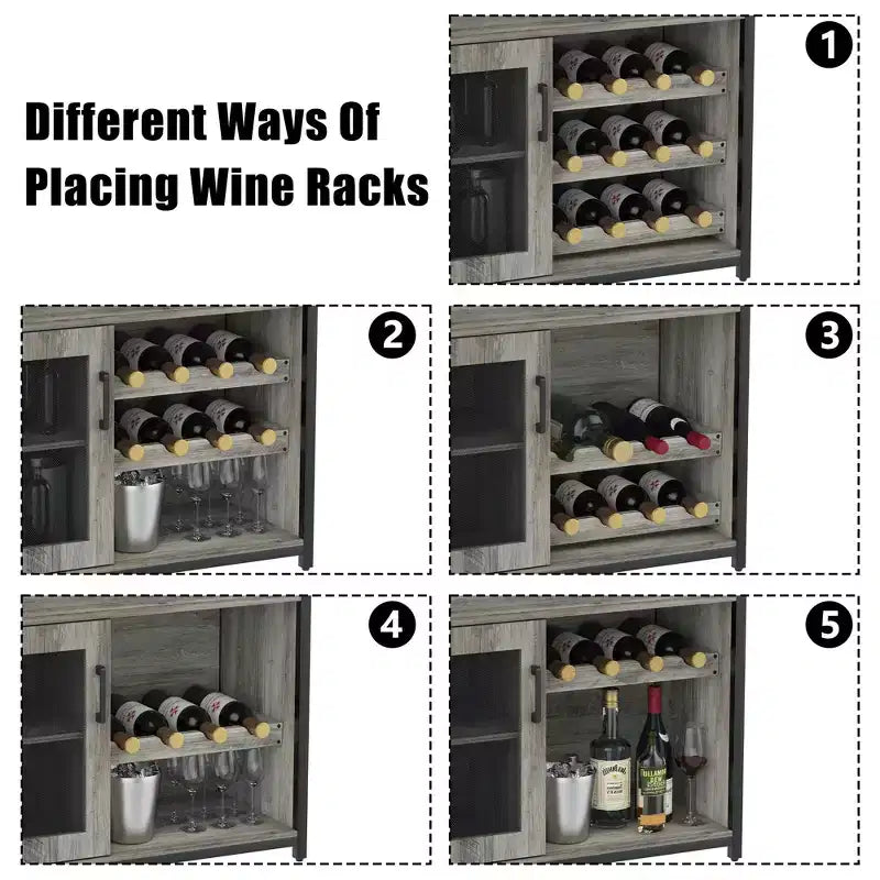 Meuble à vin, meuble de rangement réglable et démontable pour la cuisine et le salon