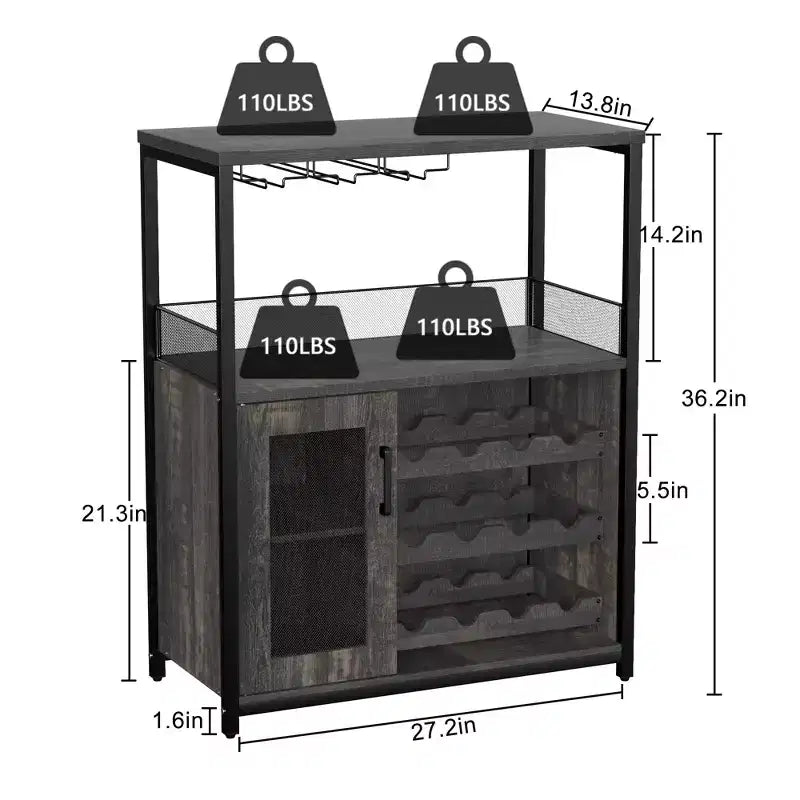 Meuble à vin, meuble de rangement réglable et démontable pour la cuisine et le salon