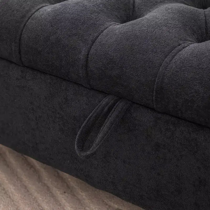 GDFStudio Changmin Modern Wooden Upholstered Storage Bench with Double Lids and Rolled Armrest