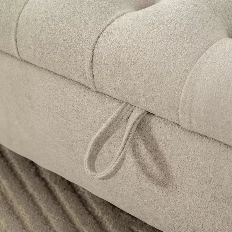GDFStudio Changmin Modern Wooden Upholstered Storage Bench with Double Lids and Rolled Armrest