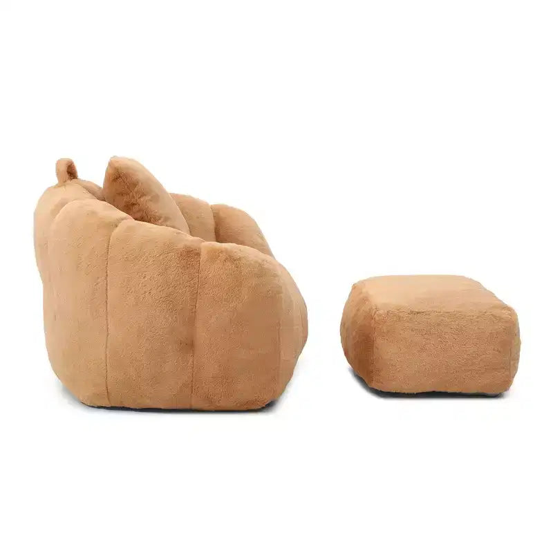 YOSIMFUR Giant Bean Bag Chair, Oversized Bean Bag Couch for Adults and Kids, Faux Fur Shell-Shaped Large Chair with Filler, Stuffed Big Accent Sofa