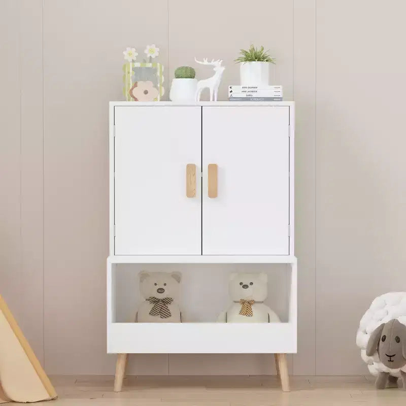 Bookshelf and Toy Storage Organizer, Toddlers Bookcase with Cubbies, Adjustable Wood Shelf with Drawer for Bedroom, Playroom, Nursery