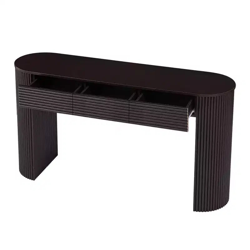 Polibi Fluted Console Table with 3 Drawers & Swap-Around Storage Leg Niche