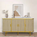 Buffet/Bahut avec Rangement, Console cannelée avec Plateau Effet Marbre, Meuble de Rangement Mid-Century pour Cuisine, Salon, Entrée
