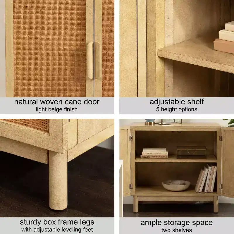 Kate and Laurel Ori Rattan Accent Floor Cabinet, Natural, 30x15x31