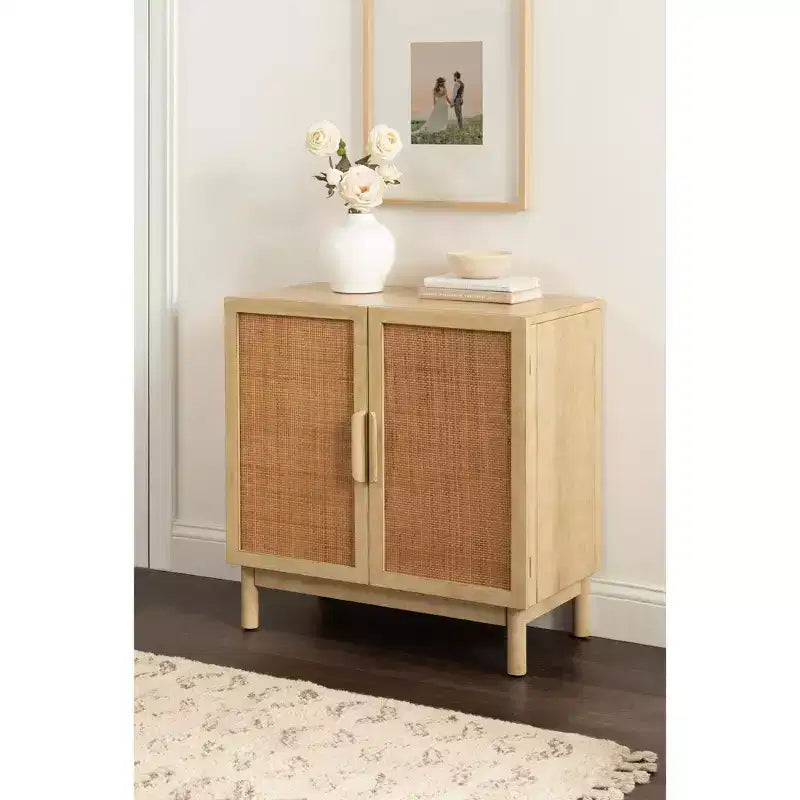 Kate and Laurel Ori Rattan Accent Floor Cabinet, Natural, 30x15x31