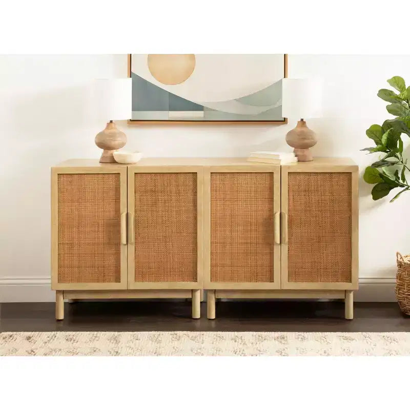 Kate and Laurel Ori Rattan Accent Floor Cabinet, Natural, 30x15x31
