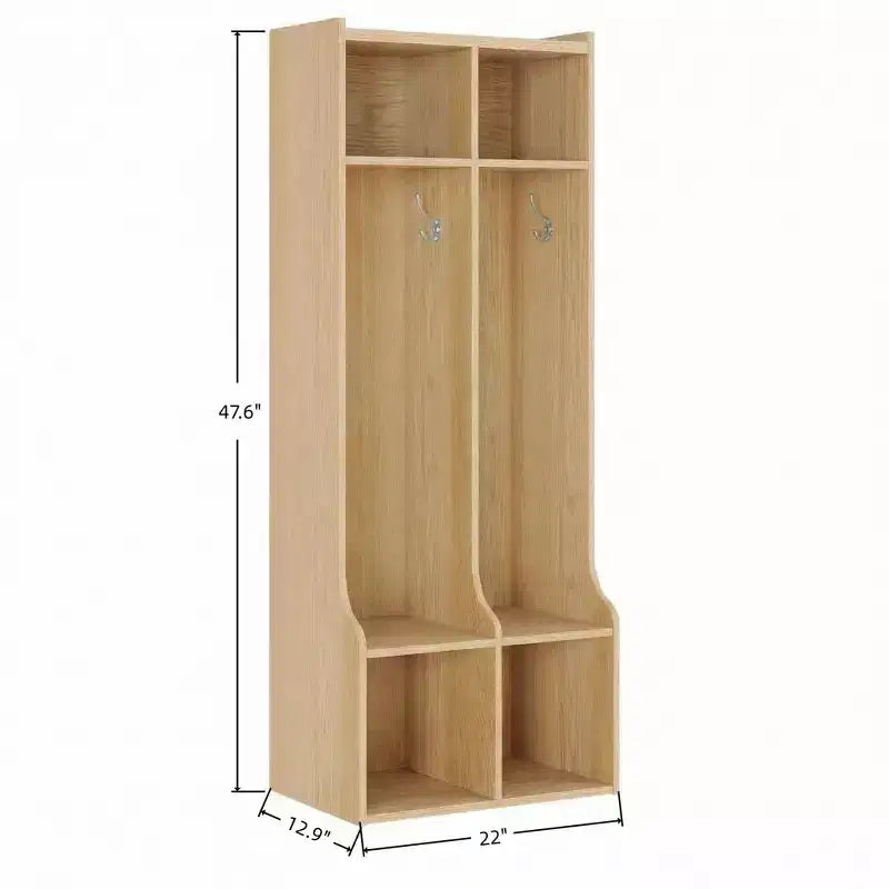 Coat Locker with 2 Sections  4 Storage Cubbies and 4 Hooks  Durable Organizer for Home, Study Room, Nursery, Kindergarten