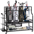 Golf Bag Storage Rack with Wheels & Drawers - 4-Bag Organizer for Garage Home