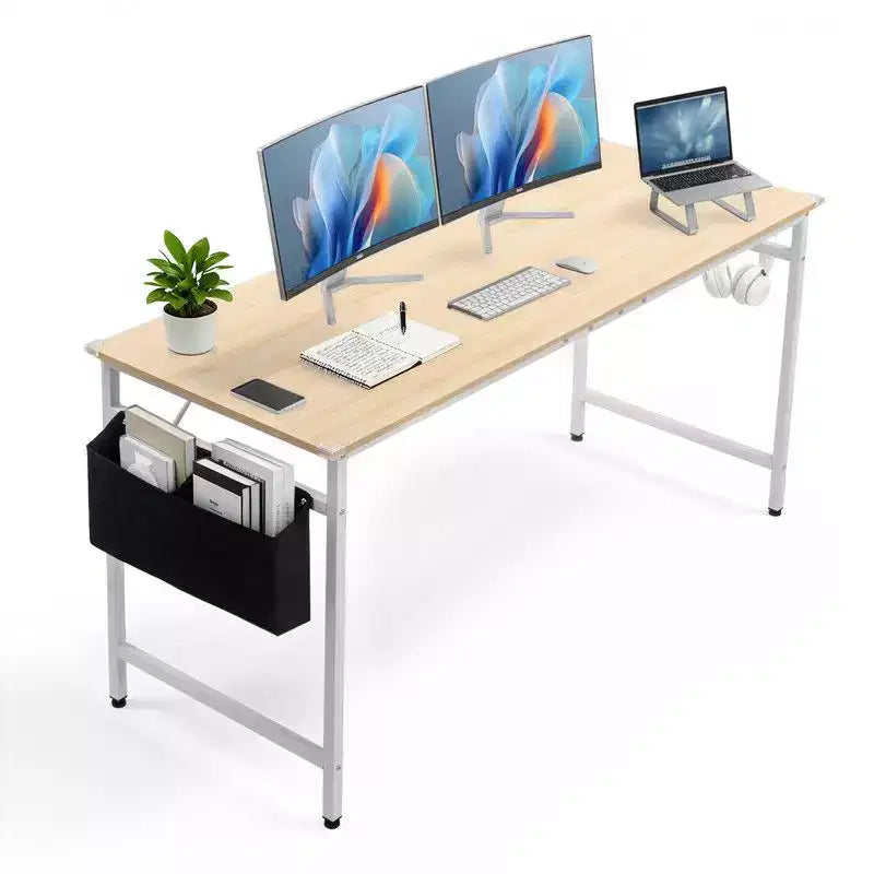 Karl Home 63 Computer Desk for Home Office ,Study Writing Desk with Storage, Side Hooks & Adjustable Feet