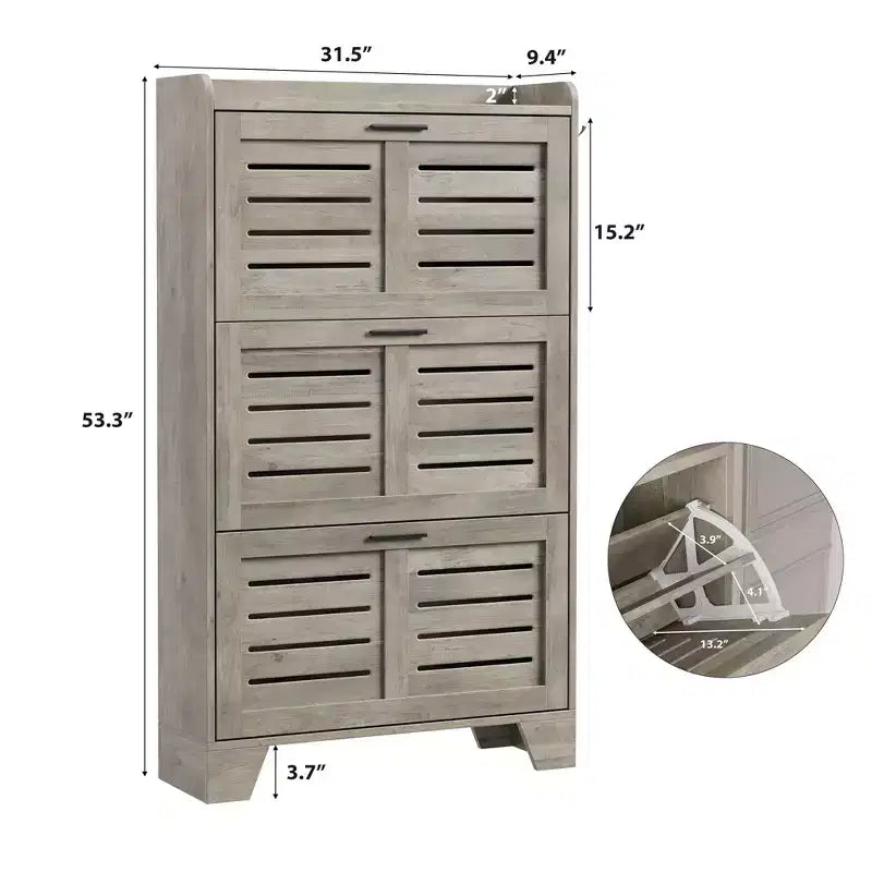 Meuble à chaussures de ferme à 3 tiroirs basculants, meuble de rangement de chaussures dissimulé, mince et autoportant, étagère de rangement peu encombrante pour entrée et petits espaces