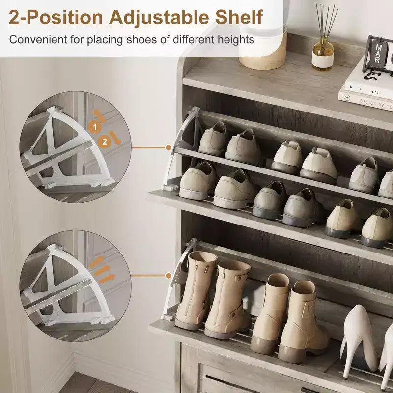 Meuble à chaussures de ferme à 3 tiroirs basculants, meuble de rangement de chaussures dissimulé, mince et autoportant, étagère de rangement peu encombrante pour entrée et petits espaces