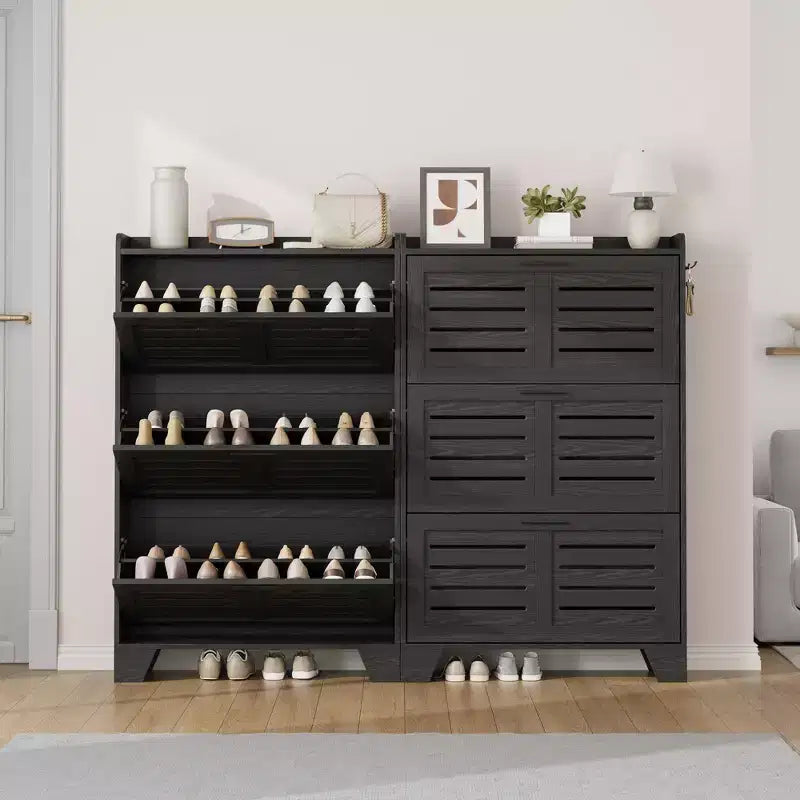 Meuble à chaussures de ferme à 3 tiroirs basculants, meuble de rangement de chaussures dissimulé, mince et autoportant, étagère de rangement peu encombrante pour entrée et petits espaces
