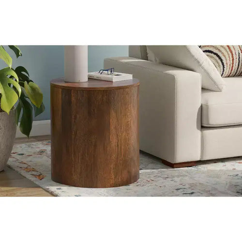 Table d'appoint contemporaine en manguier massif de 50,8 cm de large