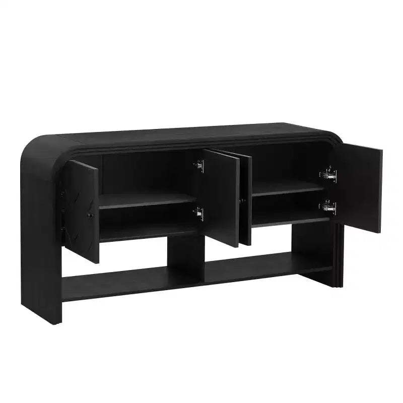 Console de rangement moderne 60" avec tiroirs, table d'entrée à coins arrondis pour couloir ou salon