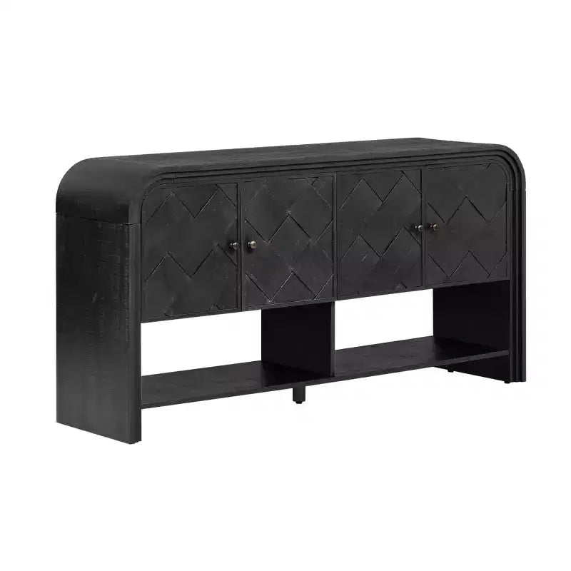 Console de rangement moderne 60" avec tiroirs, table d'entrée à coins arrondis pour couloir ou salon