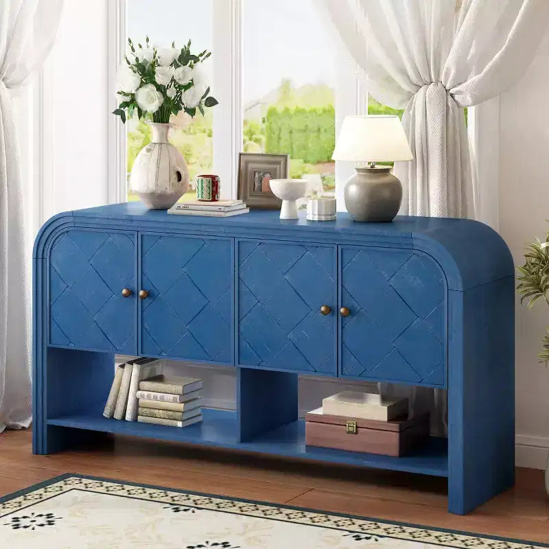 Console de rangement moderne 60" avec tiroirs, table d'entrée à coins arrondis pour couloir ou salon
