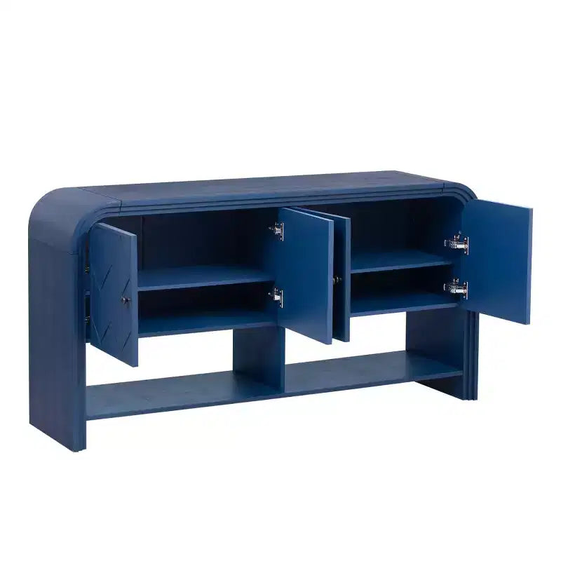 Console de rangement moderne 60" avec tiroirs, table d'entrée à coins arrondis pour couloir ou salon