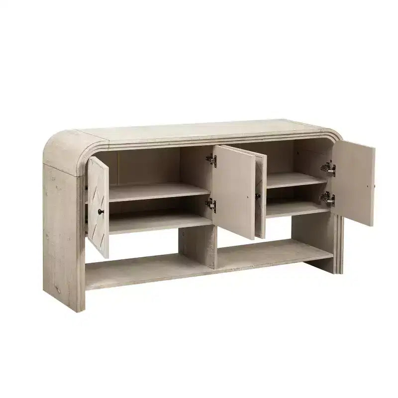 Console de rangement moderne 60" avec tiroirs, table d'entrée à coins arrondis pour couloir ou salon