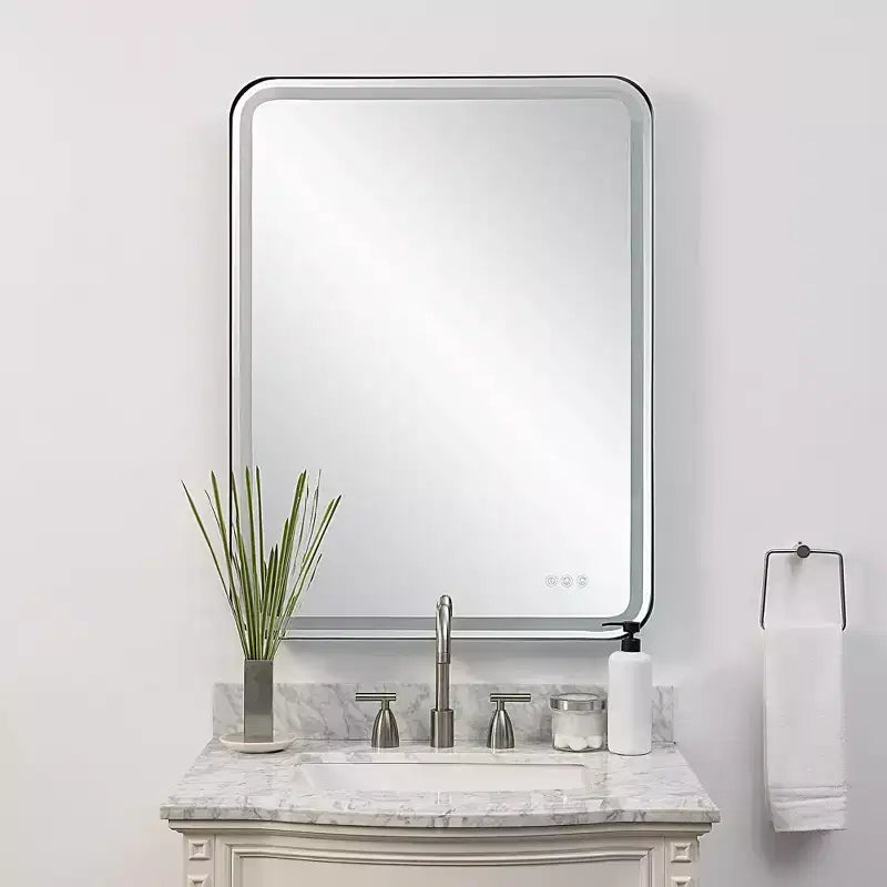 Miroir mural rectangulaire LED 30 x 40 Noir satiné