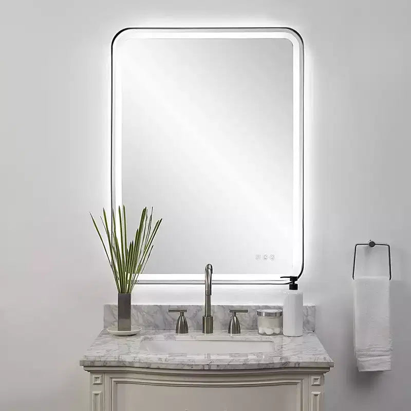 Miroir mural rectangulaire LED 30 x 40 Noir satiné