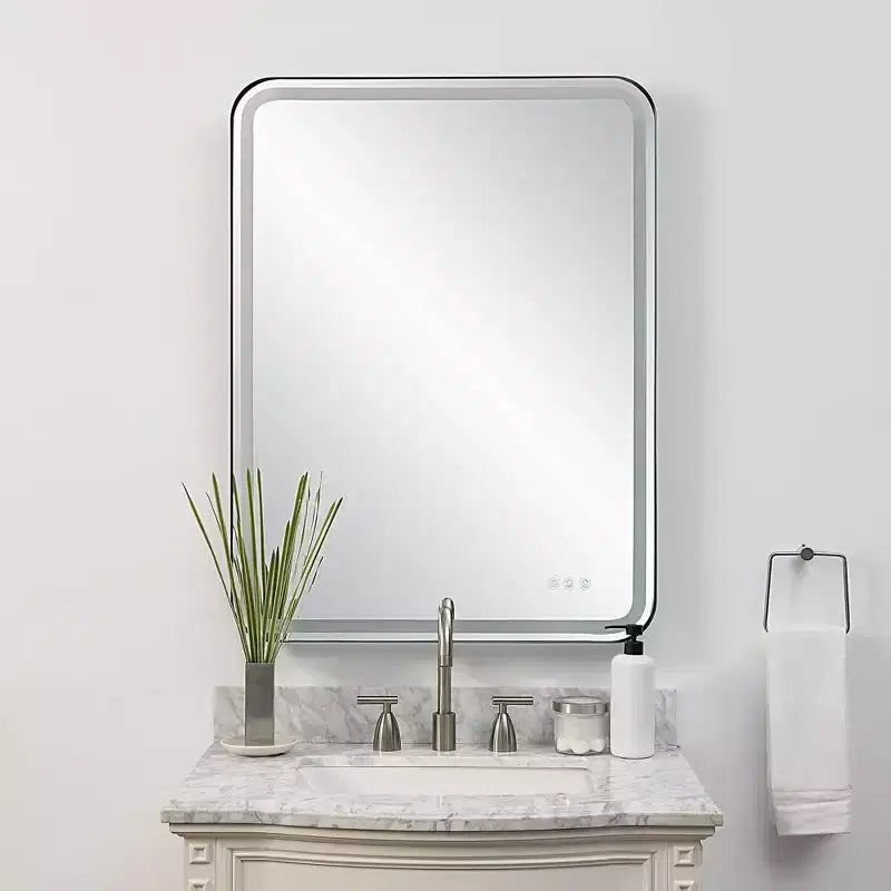 Miroir mural rectangulaire LED 30 x 40 Noir satiné