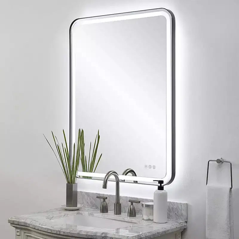 Miroir mural rectangulaire LED 30 x 40 Noir satiné
