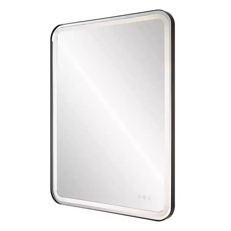 Miroir mural rectangulaire LED 30 x 40 Noir satiné