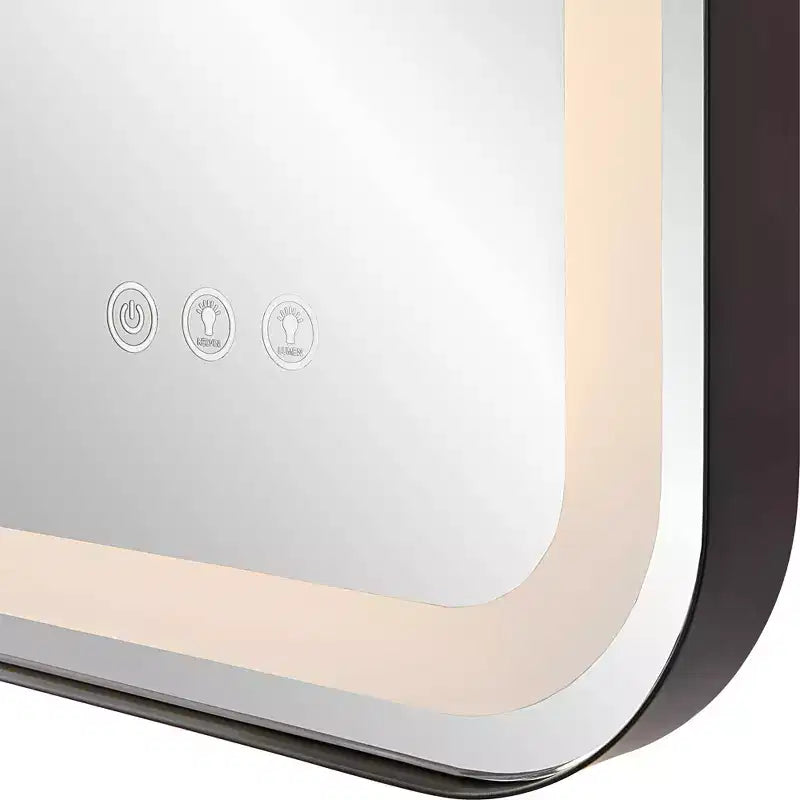 Miroir mural rectangulaire LED 30 x 40 Noir satiné