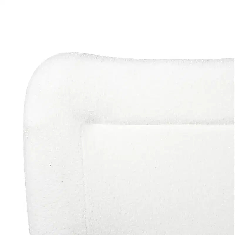 Cadre de lit plateforme minimaliste avec tête de lit rembourrée douce, design incurvé, blanc crème