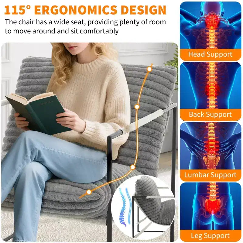 Siège de salon rembourré, cadre métallique ergonomique, coussin et dossier moelleux, pour salon, chambre à coucher