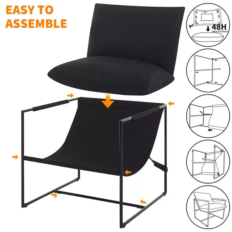 Siège de salon rembourré, cadre métallique ergonomique, coussin et dossier moelleux, pour salon, chambre à coucher