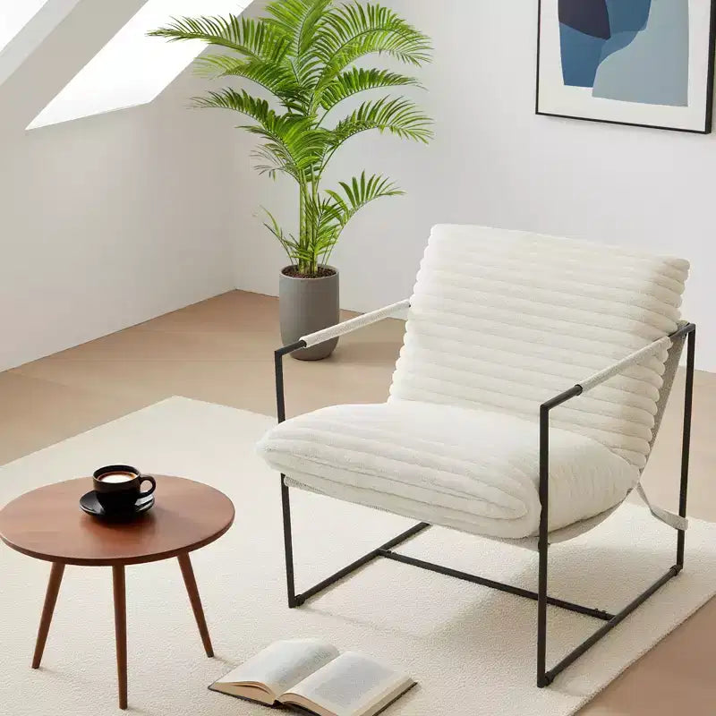 Upholstered Lounge Seating, Ergonomic Metal Frame, Soft Cushion & Backrest, for Living Room, Bedroom