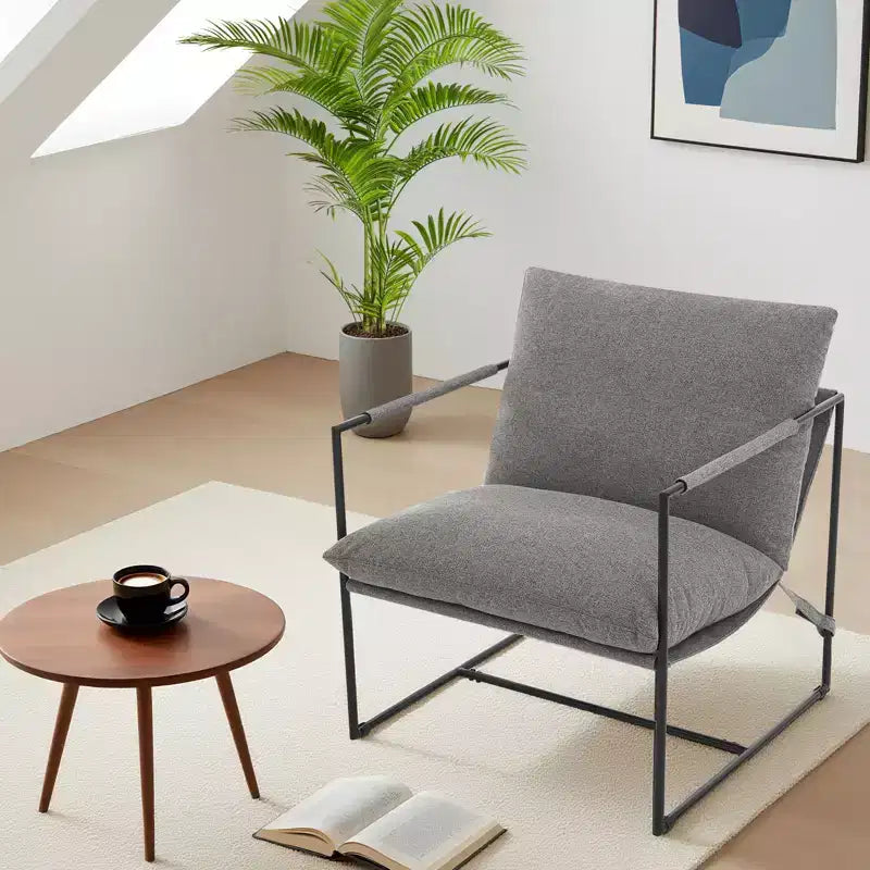 Siège de salon rembourré, cadre métallique ergonomique, coussin et dossier moelleux, pour salon, chambre à coucher