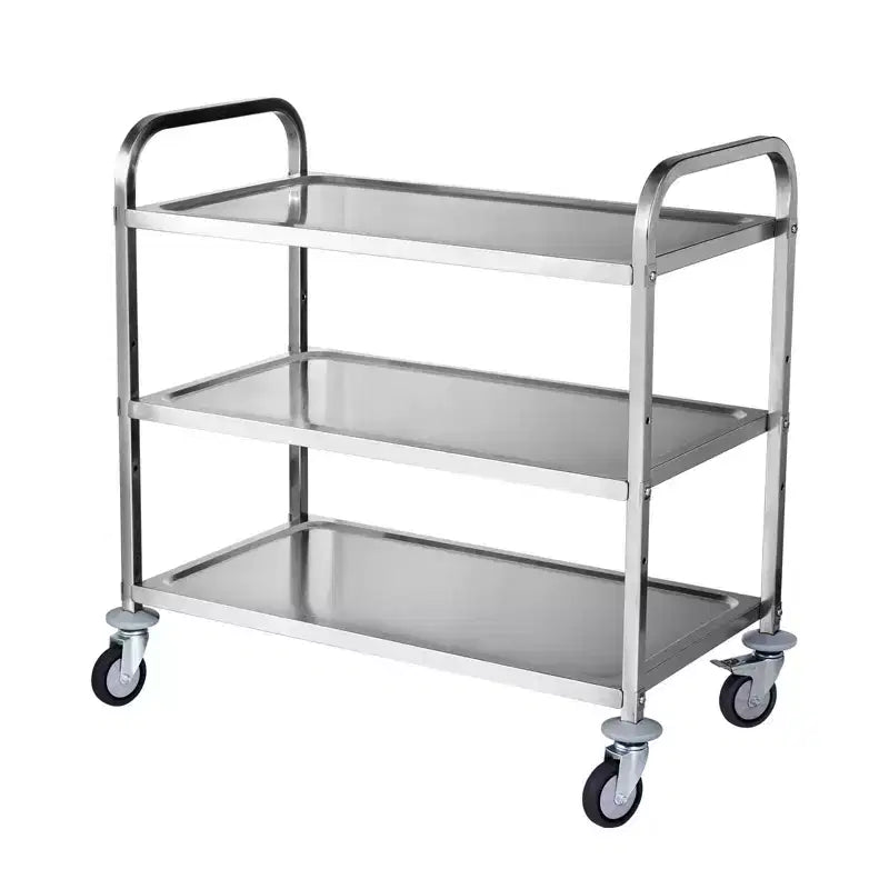 Kitchen Utility Cart, 3 Tiers, Wire Rolling Cart with 450lbs Capacity, Steel Service Cart on Wheels