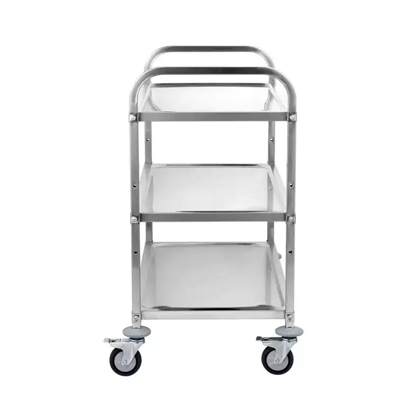 Desservant de cuisine à 3 niveaux, Chariot roulant en fil métallique avec capacité de 204 kg, Chariot de service en acier sur roulettes